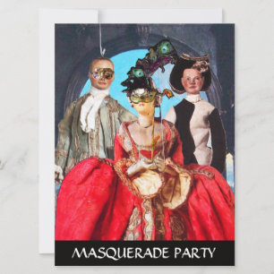 INVITATION ANTIQUE ITALIENNE PUPPETS MASQUERADE COSTUME PARTI