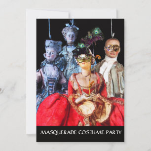 INVITATION ANTIQUE ITALIENNE PUPPETS MASQUERADE COSTUME PARTI