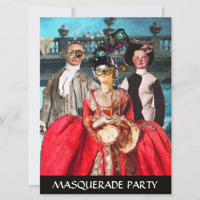 INVITATION ANTIQUE ITALIENNE PUPPETS MASQUERADE COSTUME PARTI (Devant)