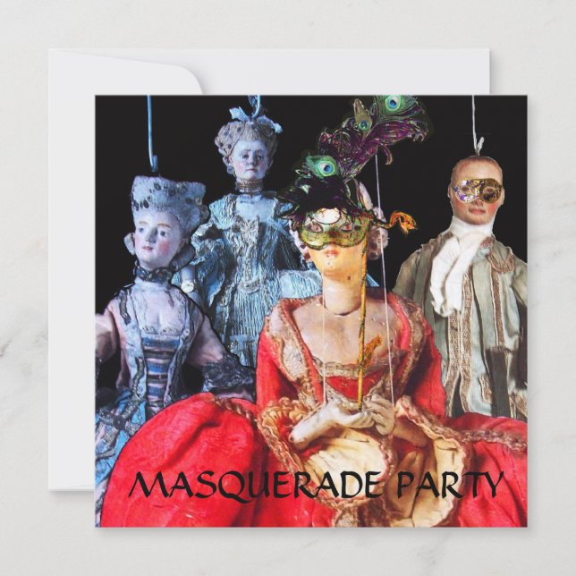 INVITATION ANTIQUE ITALIENNE PUPPETS MASQUERADE COSTUME PARTI (Devant)
