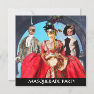 INVITATION ANTIQUE ITALIENNE PUPPETS MASQUERADE COSTUME PARTI