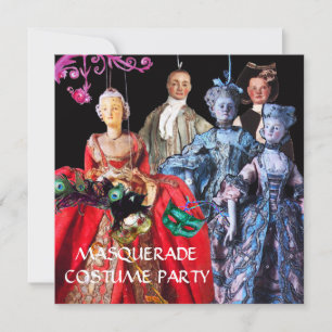 INVITATION ANTIQUE ITALIENNE PUPPETS MASQUERADE COSTUME PARTI
