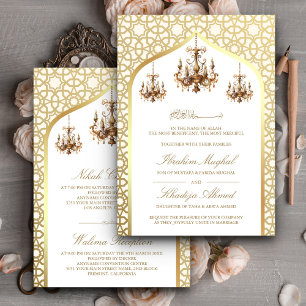Invitation Antique lustre crème Mariage musulman or