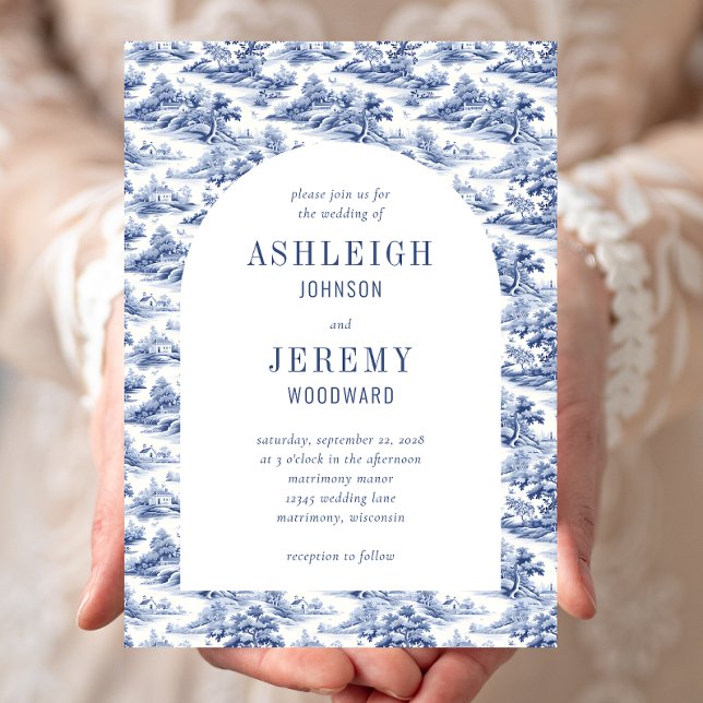 Invitation Antique Marine Bleu Arc Blanc Mariage (Créateur téléchargé)
