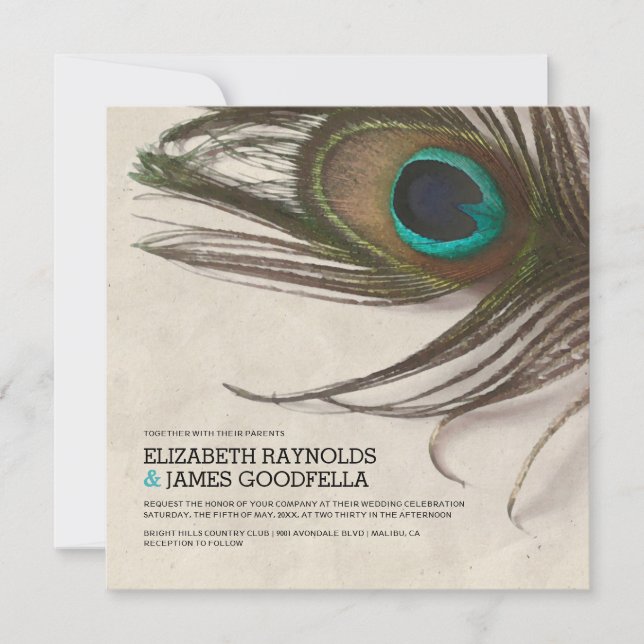 Invitation Antique Peacock nous invite à nous marier (Devant)