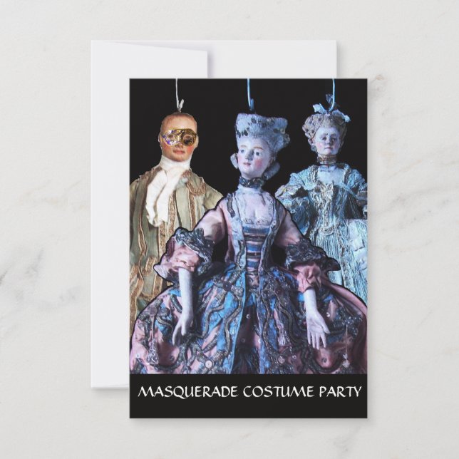 INVITATION ANTIQUE PUPPETS MASQUERADE COSTUME PARTI RSVP (Devant)