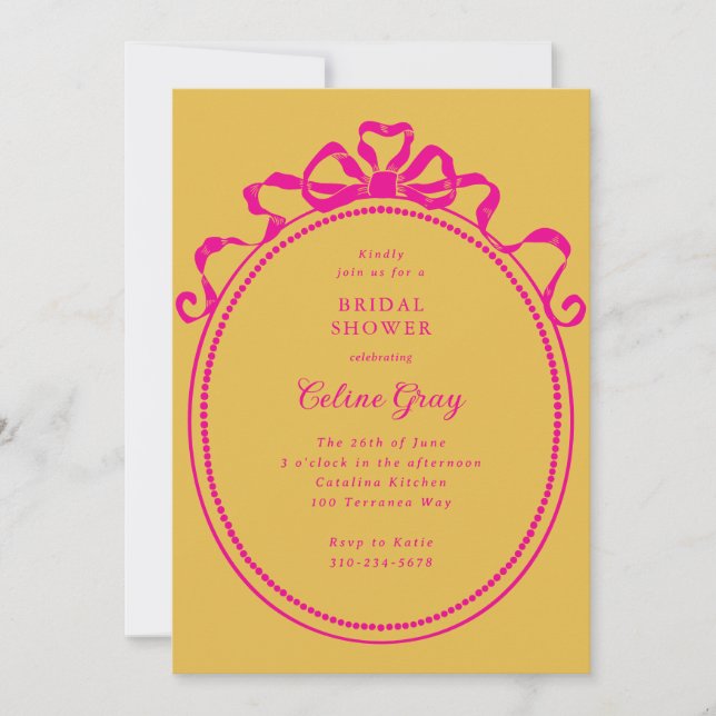 Invitation Antique Ribbon Bow Victorian Frame Fête des mariée (Devant)