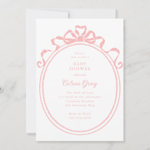 Invitation Antique Ribbon Bow Victorian Pink Baby shower