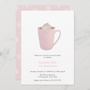 Invitation Antique rose chocolat chaud Cookies fête d'anniver