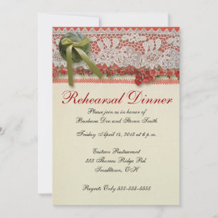 Invitation Antique Rose dentelle Rustique Rouge Victorien Bur
