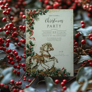 Invitation Antique vacances Rocse Horse Noël