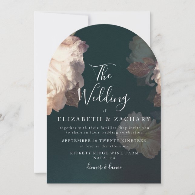 Invitation Antique Vintage Romantique Floral Arch Mariage (Devant)