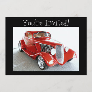 Invitation Antique voiture rouge Vintage Vous êtes invité !