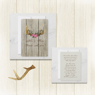 Invitation Antlers et Roses roses roses Rustiques