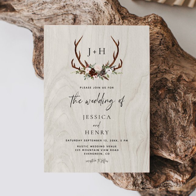 Invitation Antlers Rustic Boho Mariage (Créateur téléchargé)