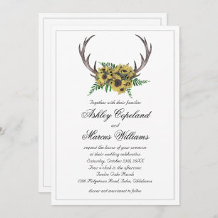 Invitation Antlers rustiques Boho Sunflowers Mariage