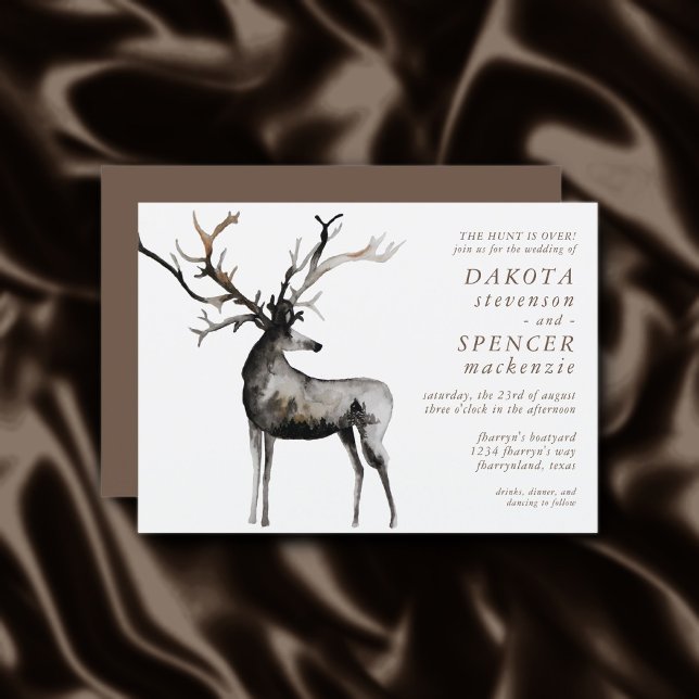 Invitation Antlers rustiques | La chasse au Mariage de la nat (Créateur téléchargé)