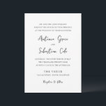 Invitation Antonia Noir et Blanc Mariage élégant<br><div class="desc">Invitations de mariage élégantes avec un design simple avec des polices de script et de serif.</div>