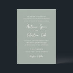 Invitation Antonia Sage Green Mariage élégant<br><div class="desc">Invitations de mariage élégantes avec un design simple avec des polices de script et de serif.</div>