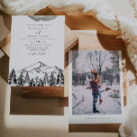 Invitation ANTORA Modern Black White Pine Mountain Wedding<br><div class="desc">This wedding invitation features a black and white pine tree sketch with editable coloring. Easily edit *most* wording to meet your event needs. Change the background color and add your own photo to the backside if you like.</div>