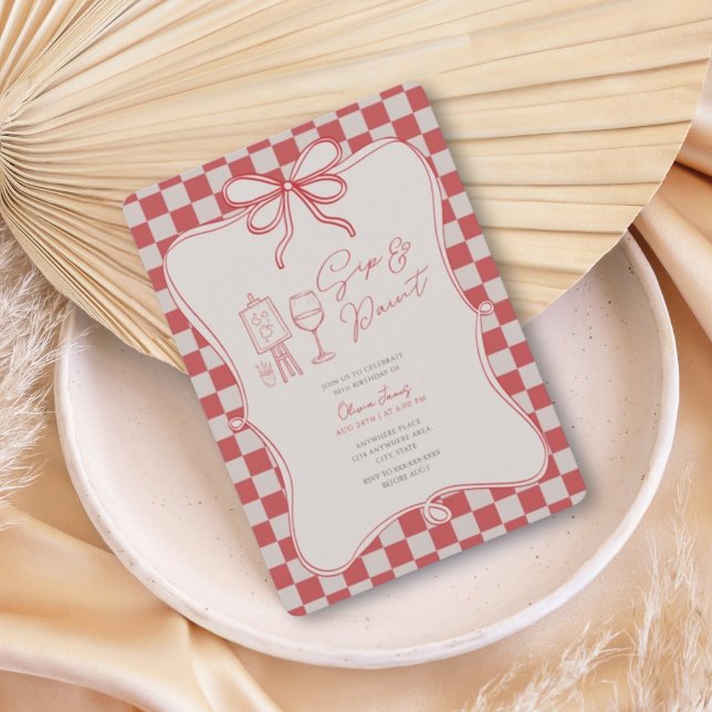 Invitation Any age Sip and paint birthday (Créateur téléchargé)
