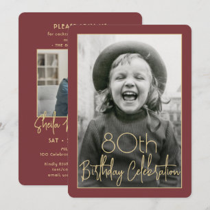 Invitation ANY Anniversaire 2 Photo Chic Typographie Bordeaux