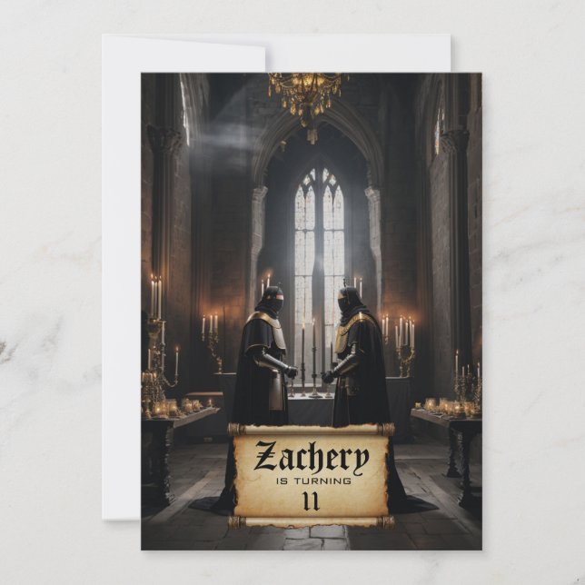 Invitation *~* AP88 Château Moyen Thème 2 CHEVALIERS Annivers (Devant)