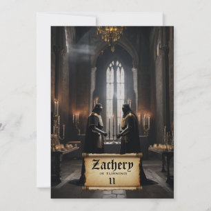 Invitation *~* AP88 Château Moyen Thème 2 CHEVALIERS Annivers