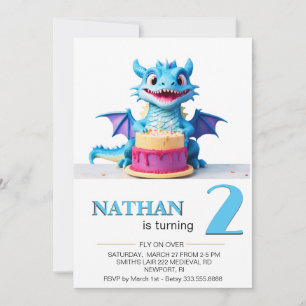 Invitation *~* AP88 Dragon Baby Photo age 2 Anniversaire Fête