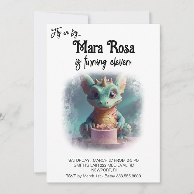 Invitation *~* AP88 PHOTO heureux Baby Dragon fête d'annivers (Devant)