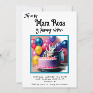 Invitation *~* AP88 PHOTO mignonne Baby Dragon fête d'anniver