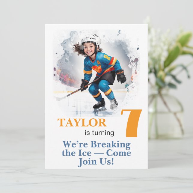Invitation *~* AP94 k-9 DIY Jolie Fille de Hockey Anniversair (Debout devant)