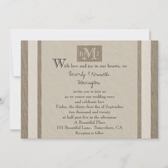 Invitation Aperçu du parchemin de renouvellement de Vow Burla (Devant)