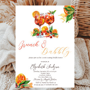 Invitation Aperol Spritz aquarelle Orange Brunch et bulles