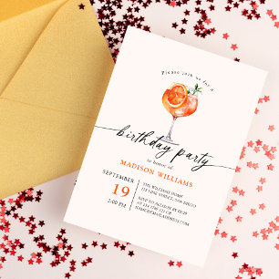 Invitation Aperol Spritz Calligraphie Anniversaire