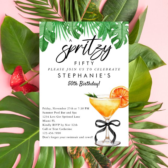 Invitation Aperol Spritz Cocktail Tropical Chic 50e Anniversa (Créateur téléchargé)