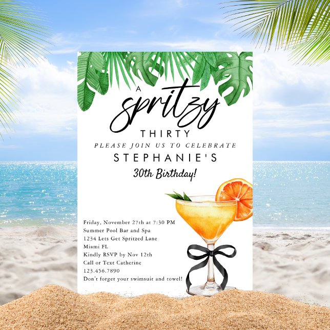 Invitation Aperol Spritz Cocktail Tropical Été Anniversaire (Créateur téléchargé)