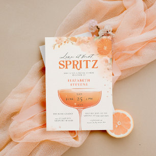 Invitation Aperol Spritz Orange Floral Cocktail Fête des mari