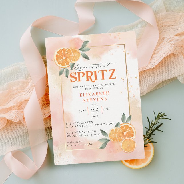 Invitation Aperol Spritz Oranges Citrus Frame Fête des mariée (aperol spritz bridal shower invitation citrus frame cocktail summer brunch garden pool party love)
