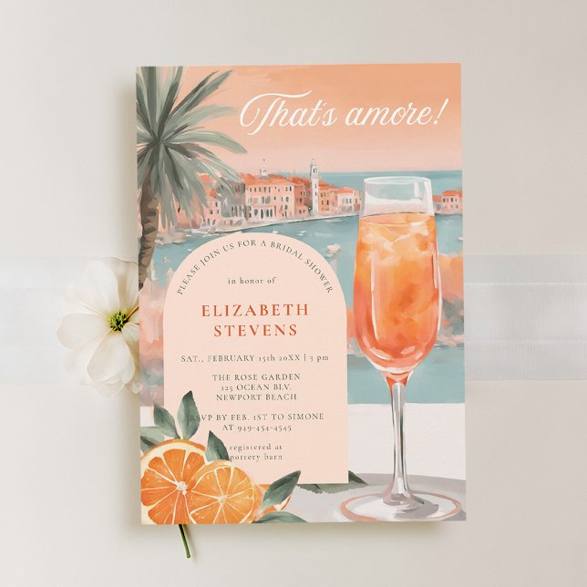 Invitation Aperol Spritz Venice Été Fête des mariées chic (aperol spritz bridal shower invitation citrus cocktail summer brunch garden pool party venice amore)