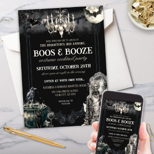 Invitation Apocalypse de Zombie Gothique Boos & Booze Hallowe