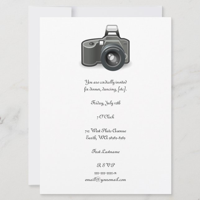 Invitation Appareil photo reflex (Devant)