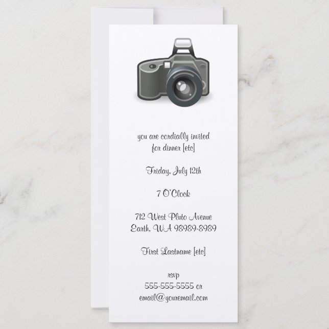 Invitation Appareil photo reflex (Devant)