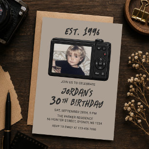 Invitation Appareil Photo Vintage Rétro 30 ans Anniversaire P