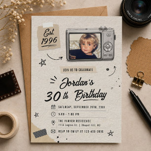 Invitation Appareil Photo Vintage Rétro 30ème Anniversaire Ph