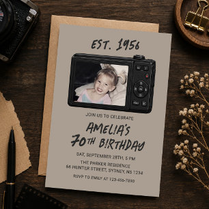 Invitation Appareil Photo Vintage Rétro 70e Anniversaire Phot