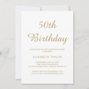 Invitation Appel à la calligraphie dorée raffinée pour 50 ans