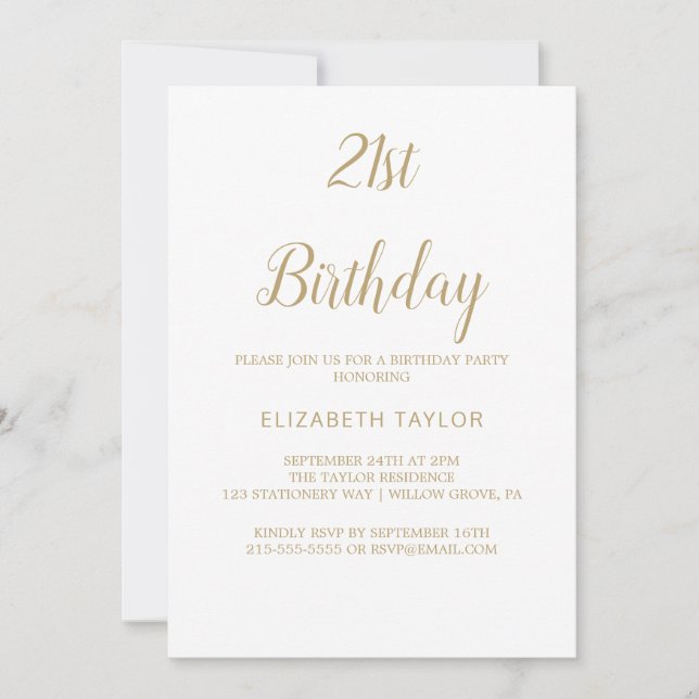 Invitation Appel à la calligraphie dorée sophistiquée pour un (Devant)