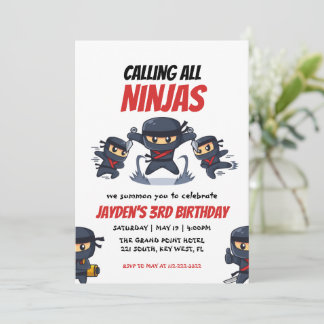 Invitation Appel à l'invitation d'anniversaire de Ninjas-Kid