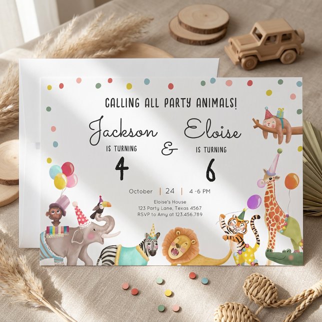 Invitation Appel à tous les animaux de fête Anniversaire comm (Créateur téléchargé)